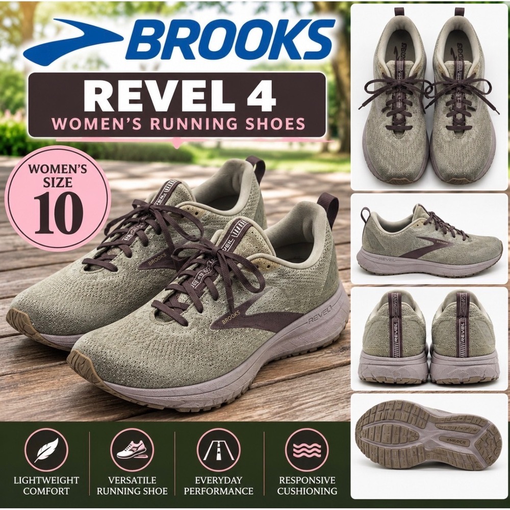 Brooks Revel 4 Womens Running Shoes Grey Purple Size 10